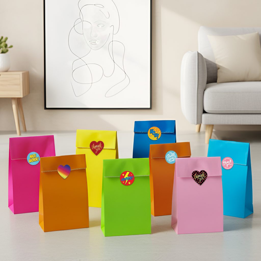 paper bags party bags with stickers 2